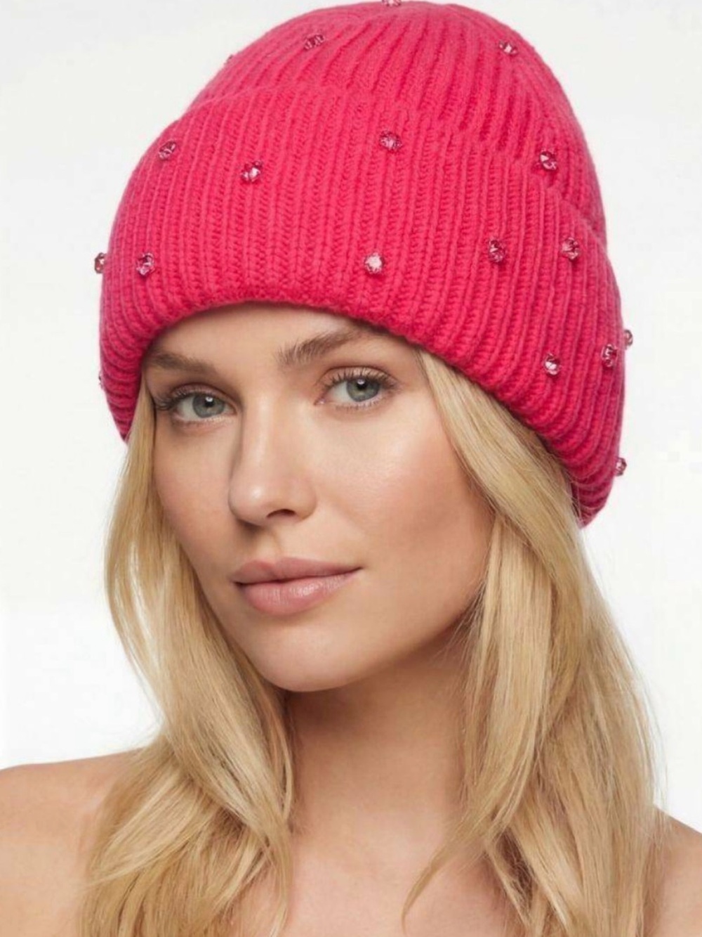 Goldbergh Hot Pink Dream Crystal-Embellished Knit Beanie